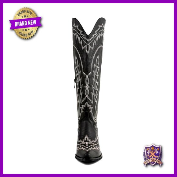 Knee High Western Cowgirl Boots Wide Calf Embroidered Lace Up Fashion Boots - Picture 3 of 6